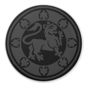 Bouton De Porte En Céramique Lion médiéval