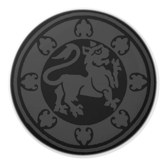 Bouton De Porte En Céramique Lion médiéval (Devant)