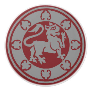 Bouton De Porte En Céramique Lion médiéval
