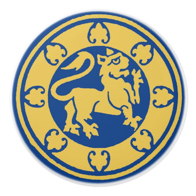 Bouton De Porte En Céramique Lion médiéval (Devant)