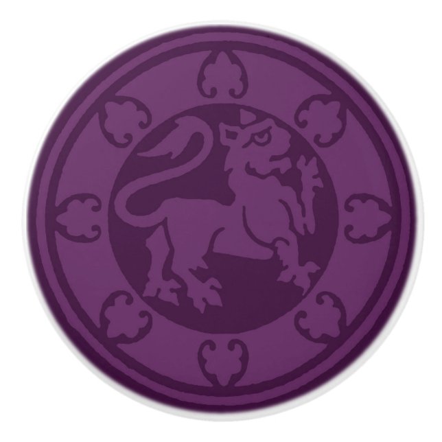 Bouton De Porte En Céramique Lion médiéval (Devant)