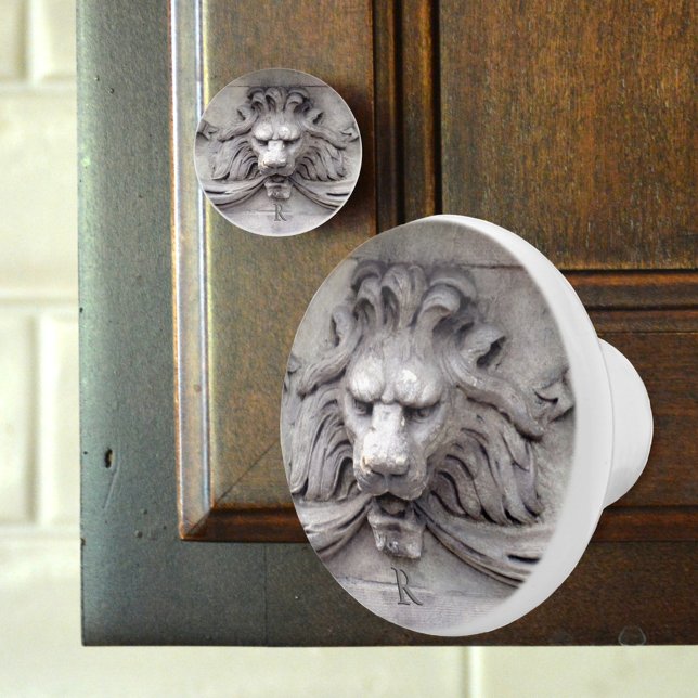 Bouton De Porte En Céramique LionHead Classic Architectural Monogrammed (Créateur téléchargé)