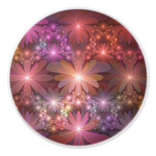 Bouton De Porte En Céramique Lit de fleurs Coloré Brillant Art Fractal Abstrait