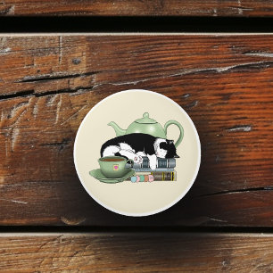 Bouton De Porte En Céramique Livres Confortables Chat Smoking Thé Mignon Théièr