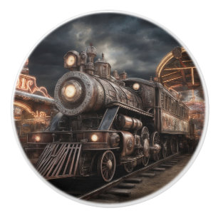 Bouton De Porte En Céramique Locomotive à vapeur de train