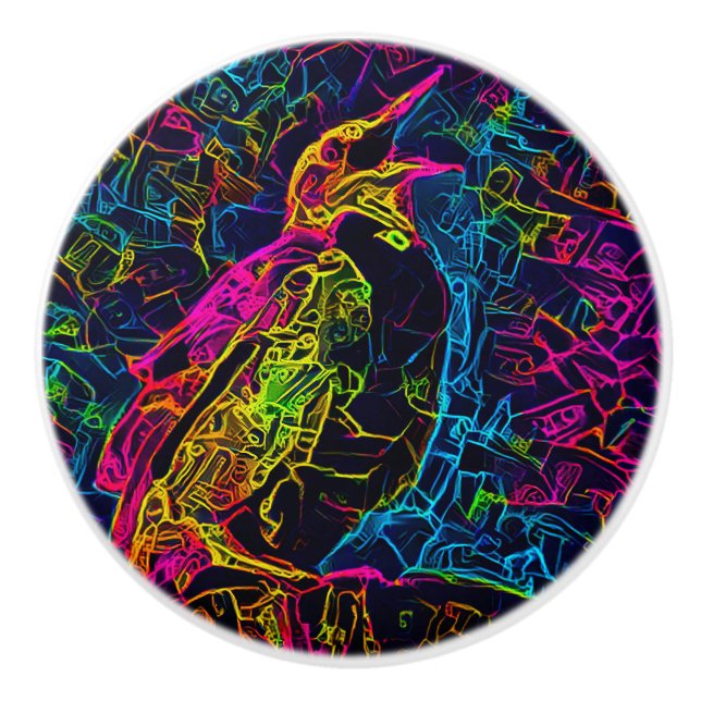 Bouton De Porte En Céramique L'oiseau solitaire 3 (Devant)