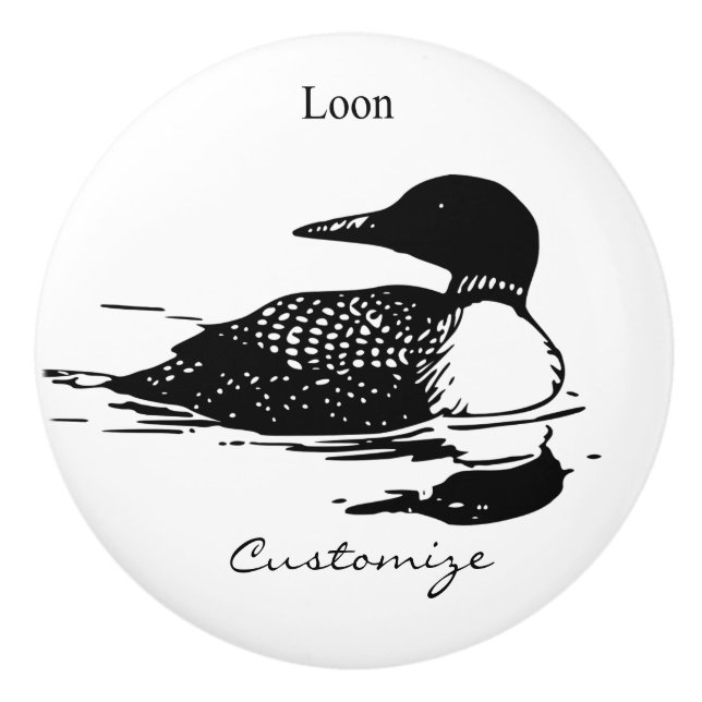 Bouton De Porte En Céramique Loon Swimming Bird Art Thunder_Cove (Devant)