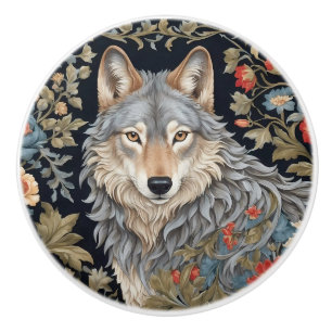 Bouton De Porte En Céramique Loup Gris Noble Inspiré de William Morris