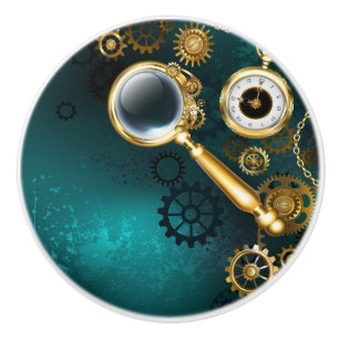 Bouton De Porte En Céramique Loupe en style Steampunk