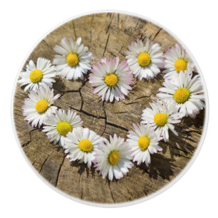 Bouton De Porte En Céramique Love Heart Daisies