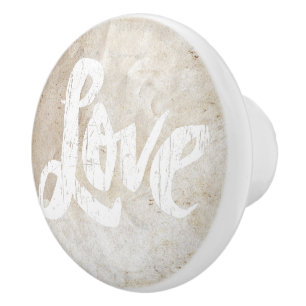 Bouton De Porte En Céramique LOVE Word Letter Hippie Artist Studio Distress