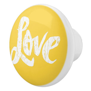 Bouton De Porte En Céramique LOVE Word Lettres modernes Hippie Beurre Jaune