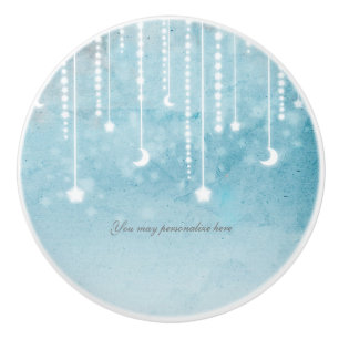 Bouton De Porte En Céramique Lueur accrochante céleste de lune et d'étoiles
