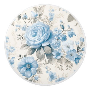 Bouton De Porte En Céramique Lumière Artistique Pastel Roses Bleus