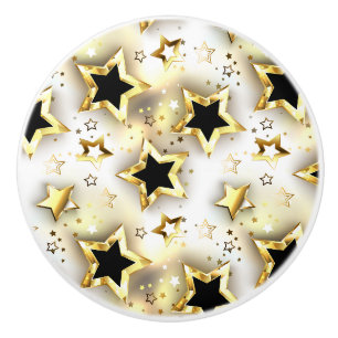 Bouton De Porte En Céramique Lumière transparente avec étoiles or