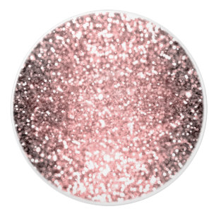 Bouton De Porte En Céramique Lumières Pailletées Rose Gold pour Filles Brillant