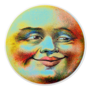 Bouton De Porte En Céramique Lune bleue