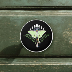 Bouton De Porte En Céramique Lune Papillon Éthéré Vert Mystique Céleste