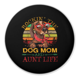 Bouton De Porte En Céramique Lunettes Dachshund Rockin Chien Maman Cadeau Pour 