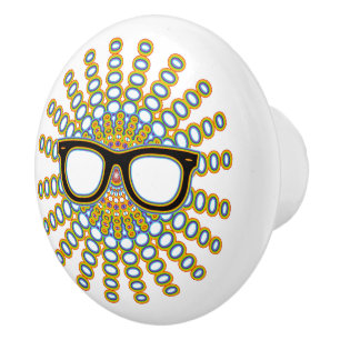 Bouton De Porte En Céramique Lunettes Nerd ensoleillées + votre backgr. & idées