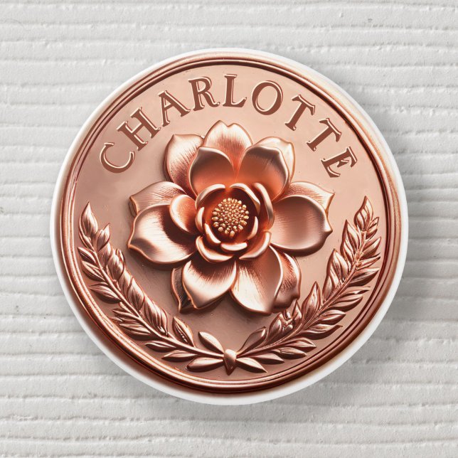 Bouton De Porte En Céramique Luxueux Rose Gold 3D Peony et Laurel Wreath (Luxurious Rose Gold 3D Peony and Laurel Wreath Ceramic Knob)