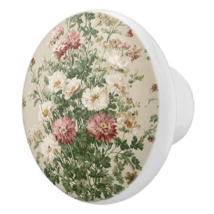Bouton De Porte En Céramique Luxury Vintage Classic British Flowers
