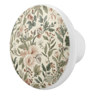 Bouton De Porte En Céramique Luxury Vintage Countryside Floral British Classic 