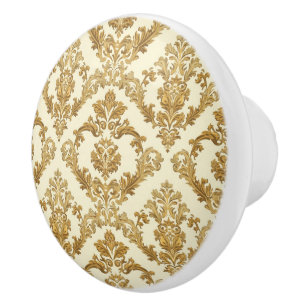 Bouton De Porte En Céramique Luxury Vintage French Baroque Floral Gold Cream