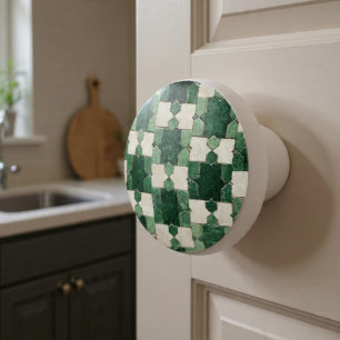 Bouton De Porte En Céramique Luxury Vintage Moroccan Zellige Emerald Green