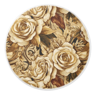 Bouton De Porte En Céramique Luxury Vintage Victorian Floral Rich Gold Baroque