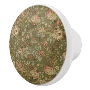 Bouton De Porte En Céramique Luxury Vintage Victorian Tapestry Beige Olive