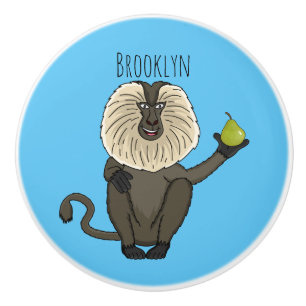 Bouton De Porte En Céramique Macaque singe à queue de lion de dessin animé drôl