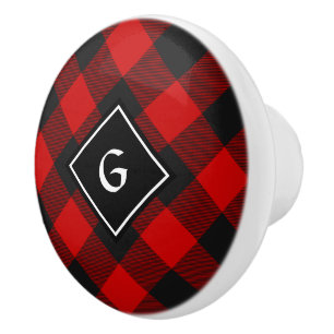 Bouton De Porte En Céramique MacGregor Rob Roy Tartan Ceramic Knob
