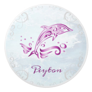 Bouton De Porte En Céramique Magenta Dolphin Ceramic Personnalisé Knob