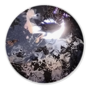 Bouton De Porte En Céramique Magie de l'eau et de la lune tourbillonne