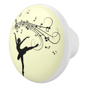 Bouton De Porte En Céramique Magnifique ballerine dansant avec de la musique ja