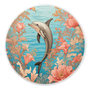 Bouton De Porte En Céramique Magnifique Dauphin Vintage