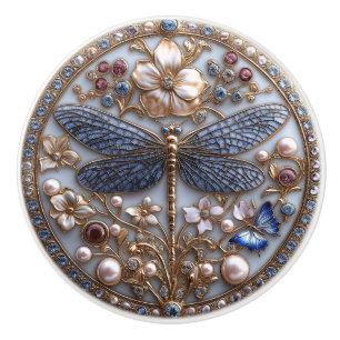 Bouton De Porte En Céramique Magnifique libellule Art Déco