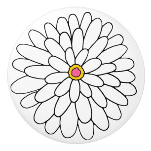 Bouton De Porte En Céramique Main tirée Zinnia