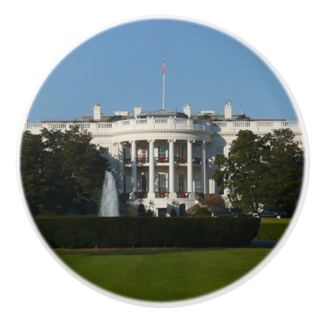 Bouton De Porte En Céramique Maison Blanche de Noël pour les vacances Washingto (Devant)