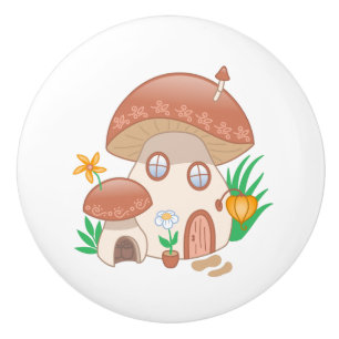 Bouton De Porte En Céramique Maison Champignon de Fée Fantaisiste