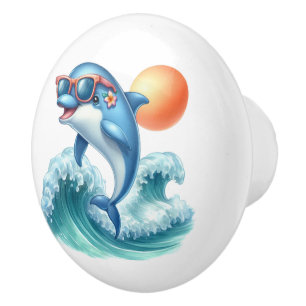 Bouton De Porte En Céramique Maison de plage amusante pour amateurs de dauphins