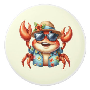 Bouton De Porte En Céramique Maison de plage cool pour amateurs de crabes 