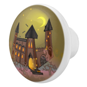 Bouton De Porte En Céramique Maison de sorcière éffrayante Halloween et château