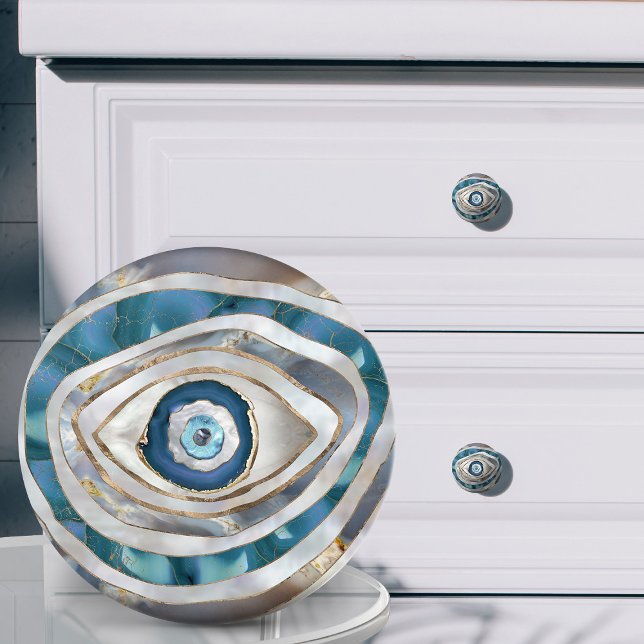 Bouton De Porte En Céramique Mal Eye Textes minéraux et or (Créateur téléchargé)