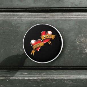 Bouton De Porte En Céramique Maman Papa Red Hearts Tattoo