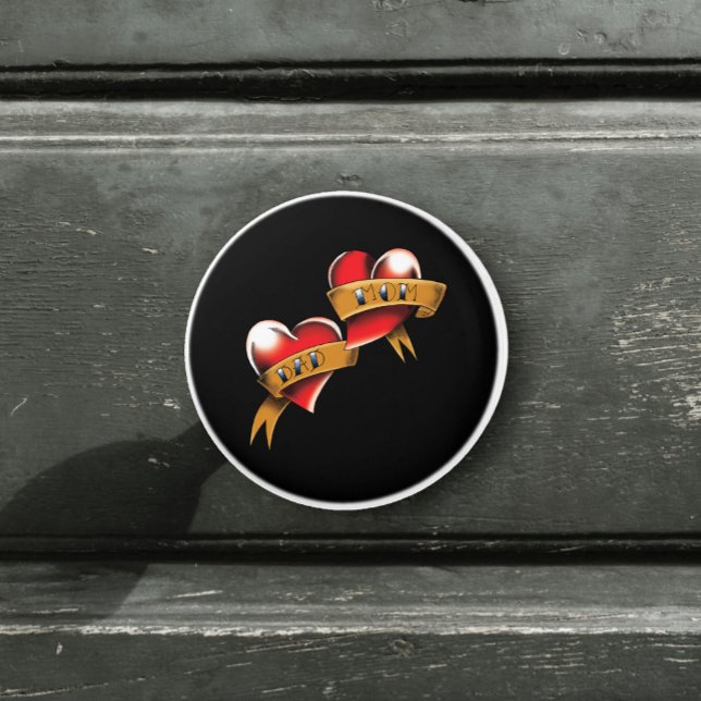 Bouton De Porte En Céramique Maman Papa Red Hearts Tattoo (Créateur téléchargé)