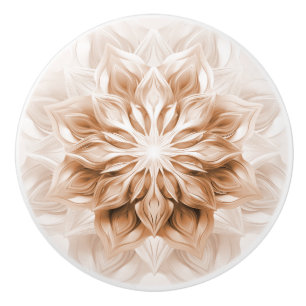 Bouton De Porte En Céramique Mandala 3D brillant en cuivre