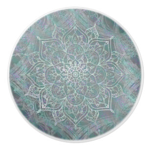 Bouton De Porte En Céramique Mandala Bohème Chic à reflets irisés