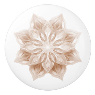 Bouton De Porte En Céramique Mandala brillant 3D beige